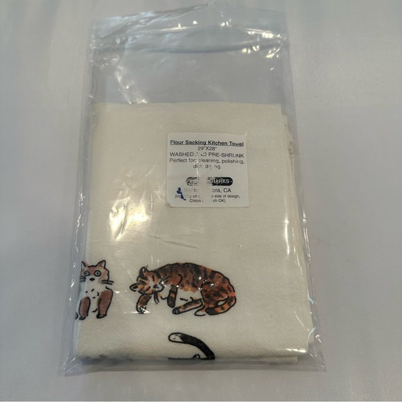 Paper Sharks Flour Sack Kitchen Towel Cats NWT - Picture 4 of 4